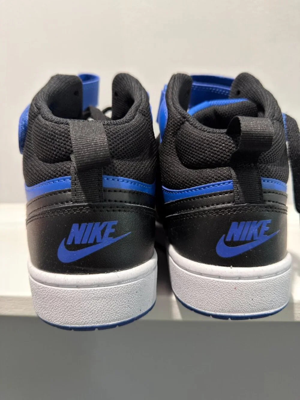 Nike Court Borough Mid 2 Kids Sneakers Blue Black Strap Shoes Size 7